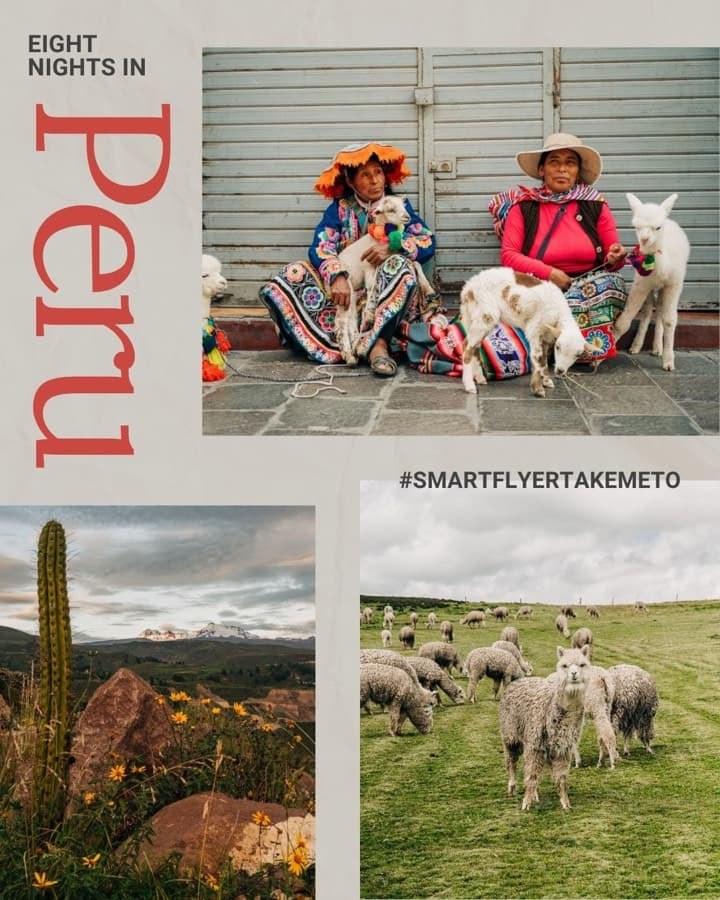 Peru: eight nights in Peru, a collage of people in traditional dress and green hills